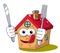 Happy Cartoon fanny house holding fork and knife