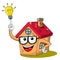 Happy Cartoon fanny house idea lightbulb isolated