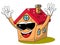 Happy Cartoon fanny house with sunglasses waving isolated