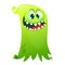 Happy cartoon flying monster. Vector illustration of funny ghost character. Halloween design