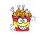 happy cartoon illustration of Bucket of chicken