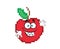 Happy cartoon illustration of Red apple pixelated fruit graphic