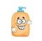 Happy cartoon illustration of soap liquid bottle
