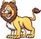 Happy cartoon male lion with big smile standing on four legs
