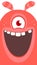 Happy cartoon monster one eyed. Laughing monster face emotion. Halloween vector illustration.