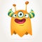 Happy cartoon monster with three eyes. Halloween vector illustration. Design for stickers, print, party decoration.