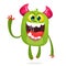 Happy cartoon monster. Vector illustration of excited monster character.