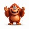 Happy Cartoon Orangutan: Zbrush Style 3d Render