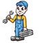Happy cartoon plumber or mechanic
