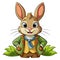 A Happy Cartoon Rabbit Wearing Green Coat