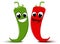Happy Cartoon Red and green chili pepper