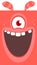 Happy cartoon red monster screanimg. Yelling angry monster expression. Halloween vector illustration.