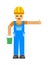 Happy cartoon repairman or construction worker with safety hat vector.