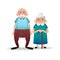 Happy cartoon senior couple. Fanny flat characters. Old man and old lady. Flat illustration on white background.
