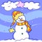 Happy cartoon snowman vector