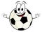 Happy cartoon soccer ball character