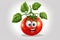 Happy cartoon tomato character.