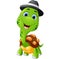 Happy cartoon turtle wearing cap