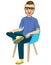 Happy Casual Man Sitting Chair