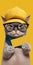 A happy cat in a hat and glasses show credit card, created with Generative AI technology