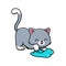 Happy Cat Playing Slime Cartoon Vector Icon Illustration.