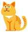 Happy cat sitting. Yellow striped pet icon