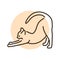 Happy cat stretches color line icon. Pictogram for web page