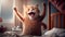 Happy cat, Surprised face, Wow expression cat funny face with open mouth. Cute ginger Cat Emotional surprised wide big eye and