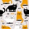 Happy cats, colorful seamless pattern