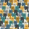 Happy cats, colorful seamless pattern