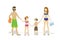 Happy caucasian family in swimsuits
