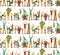 Happy Caucasian White People Rejoices Office Seamless Pattern