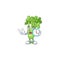 Happy celery plant cartoon mascot style with clock