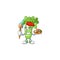 Happy celery plant painter cartoon icon with brush