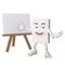 Happy character with blank easel