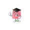 A happy character of instan camera in a black Graduation hat