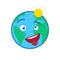 Happy cheeky world globe isolated emoticon