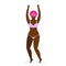 Happy Cheerful Afro Woman in Pink Bikini Jumping
