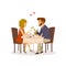 Happy cheerful couple in love on a romantic date in the restaurant having dinner