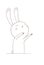 Happy cheerful rabbit stretching arms for hugs