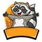 Happy cheerful raccoon cartoon character