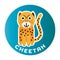 Happy Cheetah childlike cartoon character