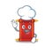 Happy Chef chinese scrolls cartoon character with white hat