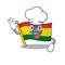 Happy Chef flag ethiopia cartoon character with white hat