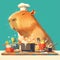 Happy Chef Hamster - Delightful Kitchen Illustration