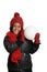 Happy child with giant snowball