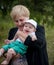 Happy child with his grandmother