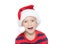 Happy child santa helper over white