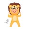 Happy child is wearing Lion animal costumes . Vector