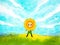 Happy child yellow sunflower head flower human body mind mental health spiritual imagine power inspiring energy emotion holistic